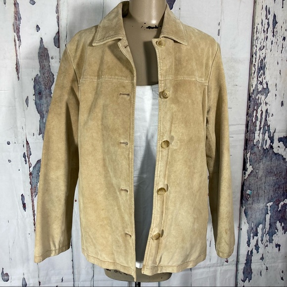 Eddie Bauer Jackets & Blazers - Vintage EDDIE BAUER Suede Leather Jacket Women Sz S Button Front Barn Southwest
